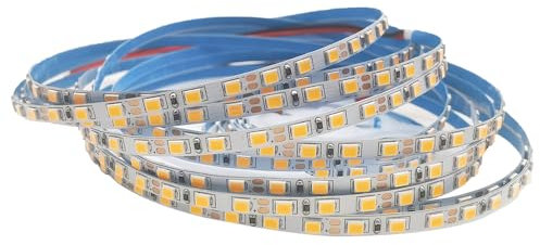 Vrabocry 12V LED Streifen Warmweiß, 5M LED Strip Selbstklebend 3000K, SMD 2835 Schmal 4mm Breit 120LED/M IP20 DIY Lichtband für Innen Heim Küche Deko,Nicht Netzteil
