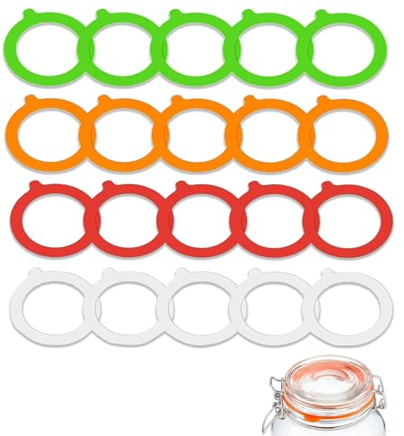 ZALHIN 20 pièces de rechange en silicone de qualité alimentaire, Caoutchouc Bocaux, Joint de Rechange en Silicone Joints Caoutchouc Bocaux pour couvercles en acier inoxydable et bambou