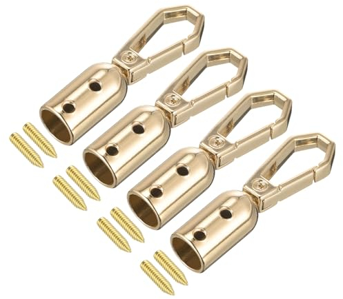 QUARKZMAN 4 Stück Kordel Endkappen Schmuck 8mm/0,32 Kordelenden Quetschperlen Trommel Perlen Schnur mit Schrauben Seilendkappe Quasten Kappen für DIY Tassel Schmuckherstellung Tasche Gold