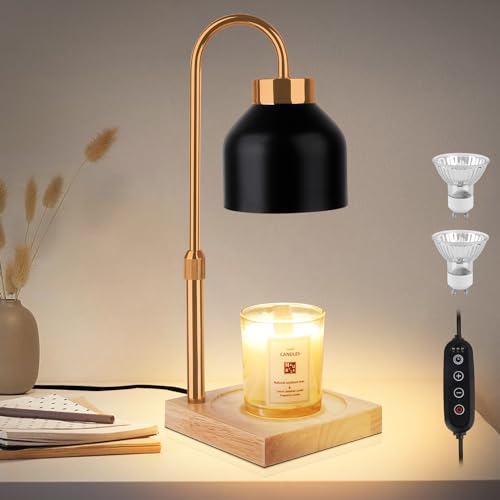 T-SUN Kerzenwärmer Lampe, Candle Warmer Lamp, Duftkerze Duftlampe Wachswärmer mit Timer, Dimmbare Elektrischer Kerzenwärmerlampe, Höhenverstellbar Kerzenwärmer für Yoga, Schlafzimmer, Dekoration