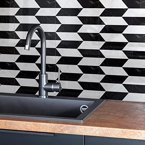 Stilvolle Fliesenaufkleber, elegant, schwarz-weiß, zum Abziehen und Aufkleben, wasserfest, Vinyl, selbstklebende Wandfliesen, öldicht, Küche, Fliesenaufkleber, Badezimmer, zum Aufkleben auf Fliesen,