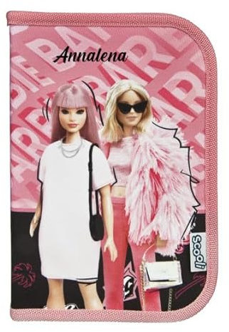 Undercover Federmappe Barbie Mädchen - Personalisiert mit Name - Federtasche rosa mit Inhalt Stiften - Schüleretui Grundschule Schulanfang Kinder