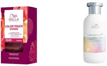 Vorteils-Set für gefärbtes Haar: demi-permanente Haarfarbe ohne Ammoniak in 55/65 Bordeaux (130 ml) & ColorMotion+ Farbschutz-Shampoo mehr Glanz und Widerstandskraft (250 ml)