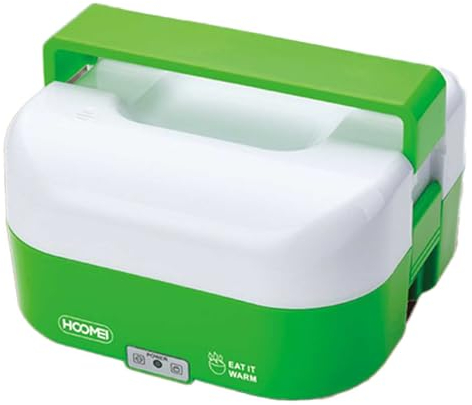 A2ZWORLD Scaldavivande Elettrico 1.6L 40W con 4 Contenitori + 1 per Zuppa, Riscalda Portapranzo con Alimentazione a Corrente o Accendisigari Auto, Lunchbox da Viaggio (Verde)