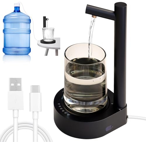 Dispensador De Agua De Escritorio, 6 Niveles Dispensador de Agua Electrico, Dispensador Eléctrico de Botella de Agua, Bomba Agua Garrafa, Bomba de Agua Silenciosa Recargable para Hogar Camping