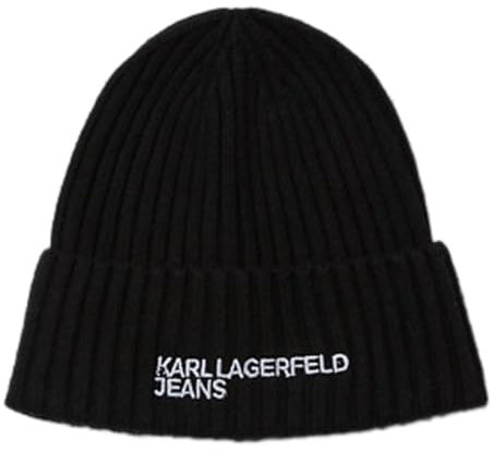 KARL LAGERFELD JEANS, Herren, Essential Logo Beanie, Schwarz, Einheitsgrösse