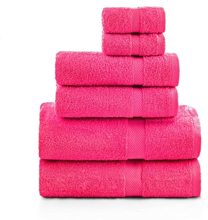 ETÉREA Handtücher 6er Set [100% Baumwolle] - Carli Pink - 2X Duschtücher 2X Handtuch 2X Gästehandtücher - Kleine Handtücher - Handtuch Set Badetuch - Towel - Gesichtshandtücher - Frottee 500 g/m²