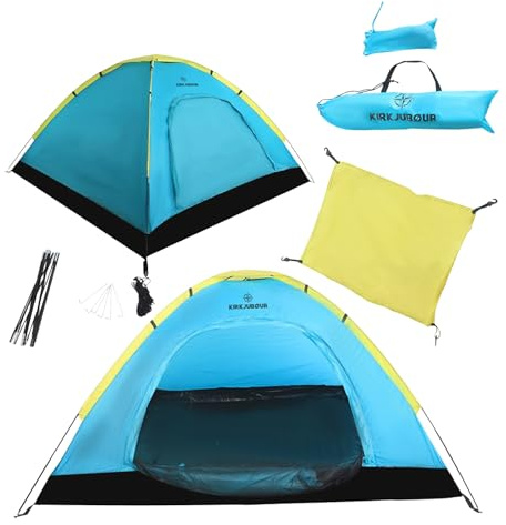 KIRKJUBØUR® Vindr 2 Personen-Camping-Zelt: Wasserdicht, leicht und stabil - Mit Silberbeschichtung für Lichtschutzfaktor 50+ und großzügiger Belüftung - Ideal für Camping-Abenteuer