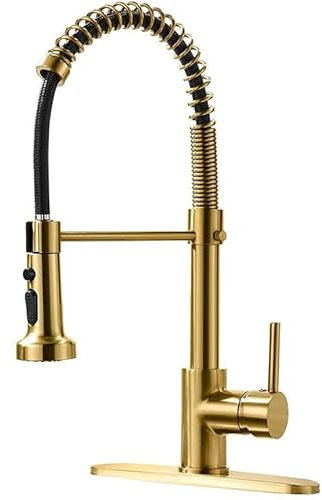 Antisalpicaduras Grifo Cocina Lavabo Bajo Encimera Con Luz Grifo Monomando Agua Fría Y Caliente Dorado