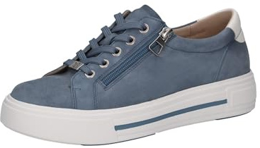 CAPRICE Damen Sneaker flach aus Leder mit Reißverschluss, Blau (Lt.Blue Suede), 41 EU