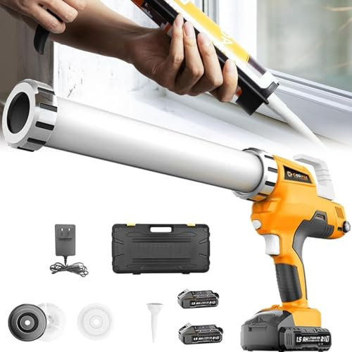 DPQYJPP Cordless Caulking Gun, Electric Caulk Gun Compatible with Makita 18V Battery with 6 Adjustable Speed and LED Light, Dripless Caulking Gun 20oz/600ml Cartridge for Filling, Sealing