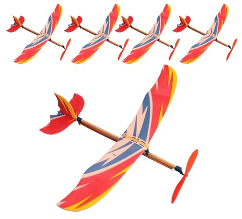 Rubber Band Plane, Balsa Wood Model Aircraft Kits, Rubber Band Powered Airplane, 5 Kids Flying Glider Toy, Sturdy Hand-Thrown Airplane, Model Airplane Toys For Throwing Fun, Outdoor Garden