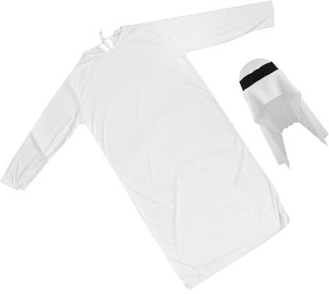 Gogogmee 1 Satz Arabische Kleidung Islamischer Thobe Arabisches Gewand Arabisches Kleid Für Frauen Gewand Aus Dem Nahen Osten Halloween-Prinz-kostü Abaya-Gewand Weiß Polyester