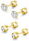 ZOCOYUU 2 Pairs Stud Earrings Set,Hypoallergenic 5A Cubic Zirconia 316L Stainless Steel CZ Screw Back for Men,Women,Boys & Girls (2 Pairs Gold-4mm)