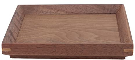 Qukaim Vassoio da portata in legno di noce, 16 x 16 cm, semplice, alla moda, per tè, frutta, formaggio o pasti