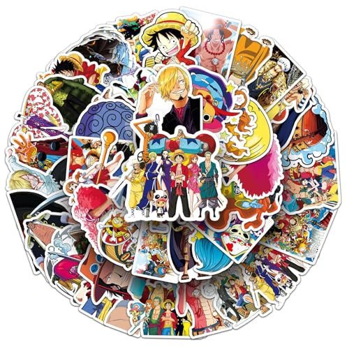 50 Stück One Piece Laptop Aufkleber, Wasserfeste PVC-Aufkleber für DIY-Dekoration, Graffiti-Stil Stickers für Autos Motorräder Laptops Fahrräder Skateboards Skier Snowboards Gepäck etc.