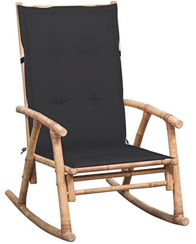 Iiaky Sedia a Dondolo con Cuscino in bambù,Sedia a Dondolo,da Esterni,Seggiola Stile Adirondack,Resistente alle Intemperie,Look Vintage