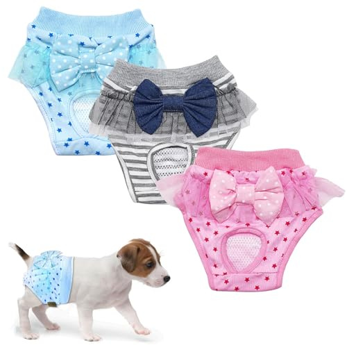 Windeln für weibliche Haustiere, Hunde und Katzen, waschbar, wiederverwendbare Hundewindeln, hygienische Höschen für weibliche Haustiere, 3-teiliges Set