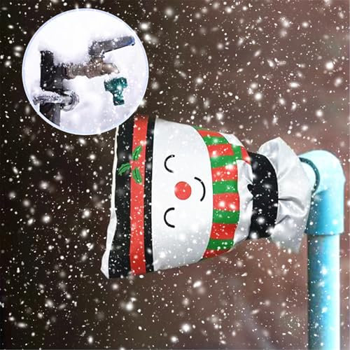 Surwin Housse pour Robinet Exterieur Jardin, Dessin Animé Housse de Robinet Jardin Imperméable Épaisse Protection Robinet Exterieur, Réutilisables Couvercle Antigel pour Robinet (Noël,8 Pieces)