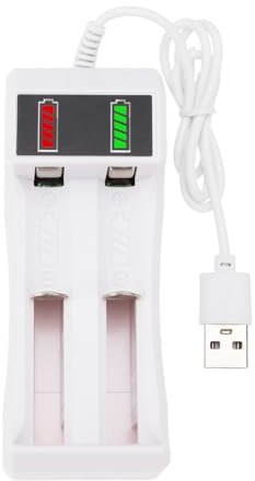 The Lord of the Tools 2Pcs 14500/18650 Battery Charger Smart USB Portable Rechargeable Li-Ion Charger Dual-Slot Lithium Battery Charger for 3.7V-4.2V 14500 18650 Battery