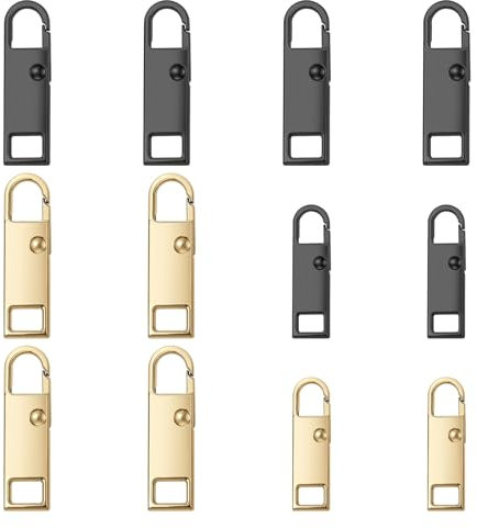 Reißverschluss Zipper, 12 Stück Ersatzteile Reißverschluss Zipper Ersatz Reißverschlusszüge abnehmbare Reißverschlussgriff Reparaturfixierer Rucksack-Reißverschlusszüge(2 Größen)