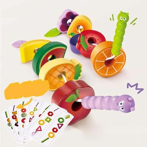 Fädelspiel Für Und Gemüse, Lernspielzeug Zum Auffädeln Von Perlen, Fädelspiel Lernspiel Spielzeug Perlen Fädeln Vorschulspiele, Montes-Sori Spielzeug Ab 3 Jahre