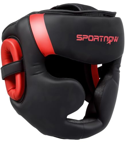 SPORTNOW Boxkopfschutz, Boxkopfschutz, Verstellbarer Riemen, Rot/Schwarz