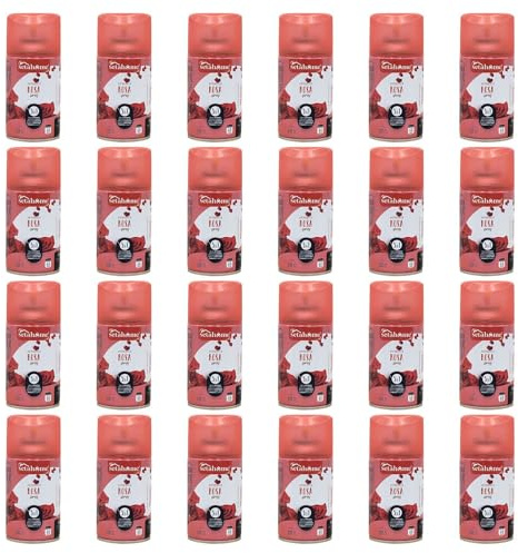BURI Lufterfrischer Rosen Duft | 24er Pack Aromatischer Raumduft passend für alle automatischen Duftspender, Sprühgeräte, Maschinen, Erfrischendes Aroma und Duftintensität