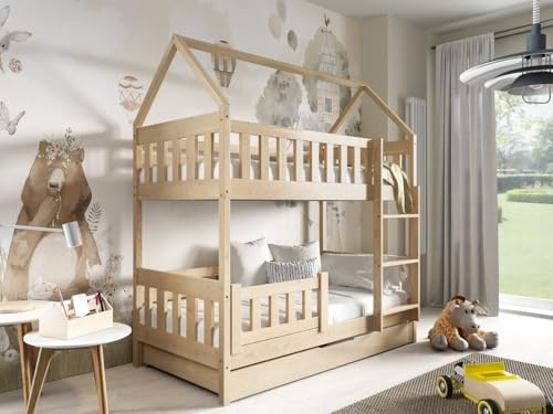 MOEBELPAKET.de Kinder-Etagenbett Felix 80x160, Kiefernholz, Matratze, Holz | Kiefernholz, Bett, Betten, Gesamthöhe: 185, Kinderbett