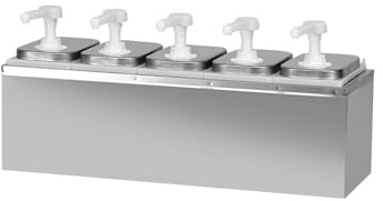 Pompe à sauce, distributeur de pompe à sauce 2L, distributeur de sauce Station de pompe à condiments en acier inoxydable Distributeur de sauce for usage domestique en cuisine(2L quintuple pump)