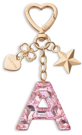 CHUQING Schlüsselanhänger Buchstabe Glitzer Schlüsselanhänger mit Anfangsbuchstabe für Mädchen Frauen Rosa A