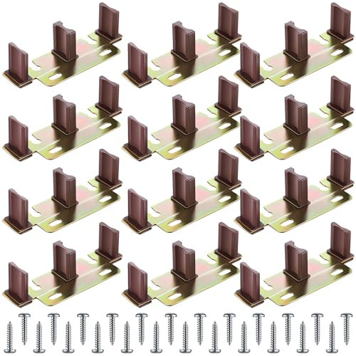 Enhon Sliding Closet Door Floor Guide, Compatible with N 6796 Stamped Steel Door Slider, Fits 3/4'' to 1-3/8'' Thick Doors, Universal Adjustable Width Sliding Track Floor Mount Guide(12 Pack)