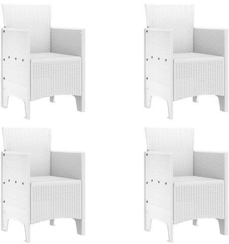 vidaXL Gartenstühle 4 STK Weiß Poly-Rattan Leichte Außensitzgelegenheiten UV-beständig Langlebig Modernes Design Patio-Stuhl Bequem