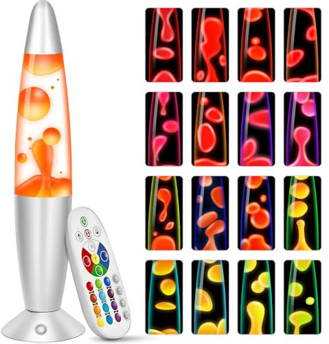 KIKILIVE lavalampe kinder farbwechsel lavalampen Erwachsene 17 farben Nachttischlampen LED Nachtlicht entspannende ideal für Schlafzimmer, Wohnzimmer, Home Decor