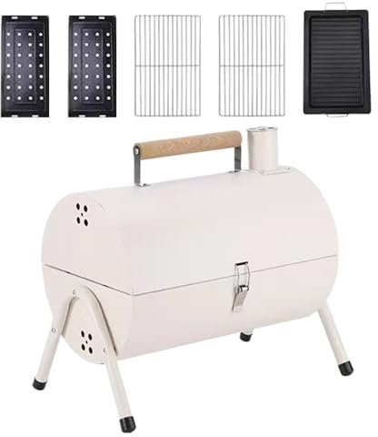 Fass Grill – Smoker Grill – Fass – Pellet-Raucher – Camping Grills Smokers – tragbar – leicht, belüfteter Fassgrill für Garten, Haus, Balkon, Camping
