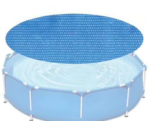 Bache Solaire Piscine Ronde 180 cm, Bache a Bulle Piscine Ronde, Couverture Solaire pour PiscineHors Sol, Toile Imperméable épaisse en PE, Anti-Poussière, Bleu