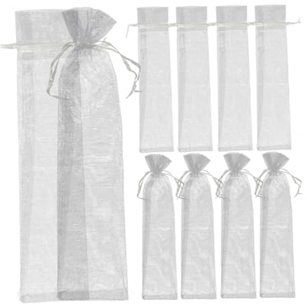 Silber Organza Beutel mit Kordelzug für Armbänder und Fächer | Leicht und Tragbar, Klassischer Stil, Geeignet für Hochzeit und Unterwegs mit Handfächer, 10 Stück Packung