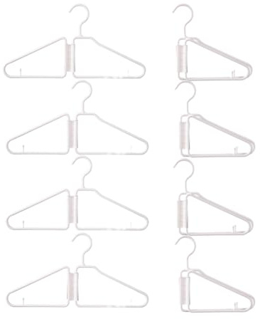 Agwuoetr 8Pcs Foldable Hangers, Plastic Foldable Hangers, Portable Folding Clothes Hanger, Foldable Travel Hangers (White)