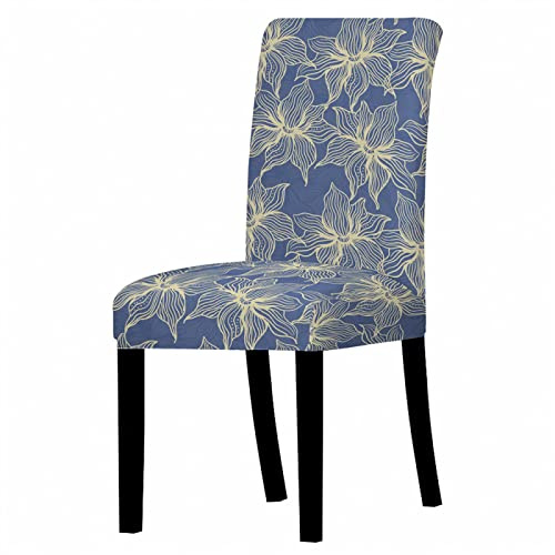 Stuhlhussen Gelbe Blume Blau Stuhlhussen 6er Set Mikrofaser Hussen Für Stühle Langlebig Stuhl Hussen Universal Stuhlbezug Abnehmbare Stuhlhusse Waschbarer Stuhlüberzug Stretch Stuhlbezüge