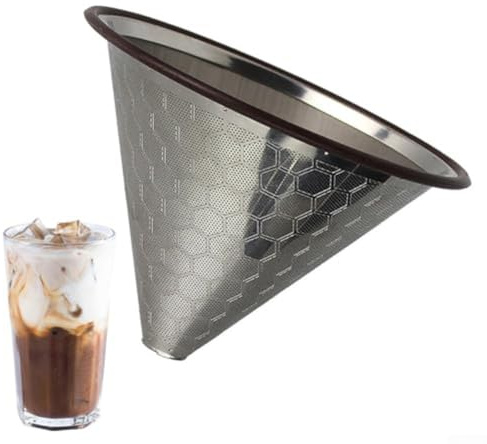 Gettimore Wiederverwendbarer Kaffeefilter aus Edelstahl mit feinem Netz für 1-3 Tassen 600 Mikron für die meisten Tropfkaffeemaschinen