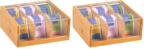 Kesper Teebox, Holz, braun, 22 x 21 x 9.5 cm (Packung mit 2)