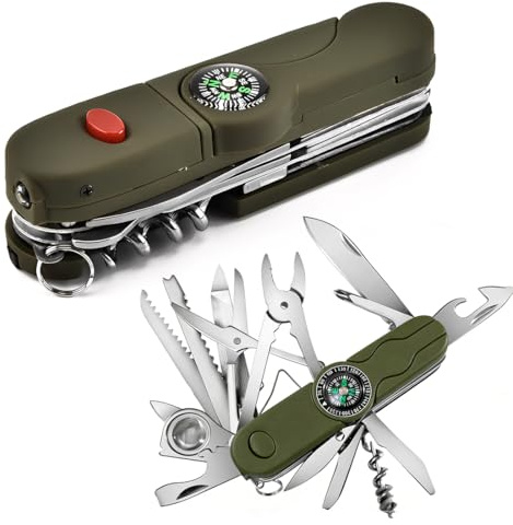 PHYNDR 9 x 2.3 x 3.1CM 17 Fonctions,Multitool,Mini Couteau de Poche,Classique Cadeau pour Homme(Vert)