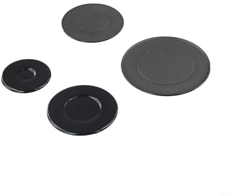 Alanmoship 4 Pcs Gas Burner Cap Set For SABAF Cooker Hobs - 55Mm, 75Mm, 100Mm Black Stove Burner Covers - Iron & Aluminum Flame For Gas Ranges(Concave)