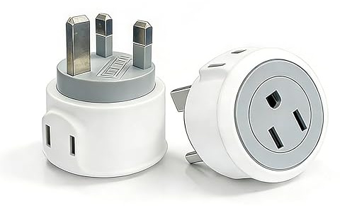 US to UK Travel Plug Adapter, American to UK Converter, 2-Pin and 3-Pin US Plug Power Adapter, Suitable for the United States, Japan, Canada, China, Brazil, Argentina, Mexico（2 Pack）