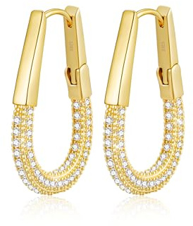 Halora Ohrringe Gold Creolen, Hypoallergene Goldene Ohrringe Damen Huggie Goldschmuck Geschenke für Frauen 32mm