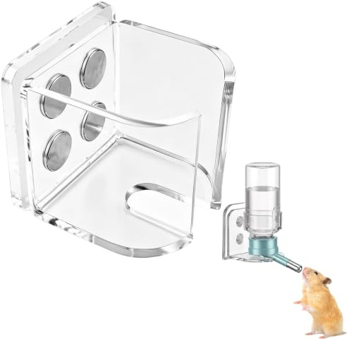 Magnetic Water Bottle Holder, Small Animal Water Bottle Stand | Hamster Water Bottle Holder Fits Various Small Animal Cages, Gerbils and Mice Daily Drinking Supply