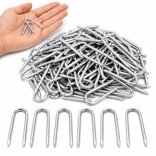 U Nails for Fencing, 120 Pcs U Shaped Nails for Fencing Netting | Galvanised Netting Staple Ideal for Chicken Wire, Wire Mesh, Garden Mesh Fasteners Nails