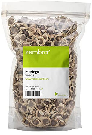 1000 Moringa Oleifera Dried Seeds Pack (285 gr) | Nutritional, Antioxidant & Anti Inflammatory Drumstick Tree Edible Seeds | Rich In Vitamins, Minerals, Protein, Potassium, Calcium & More