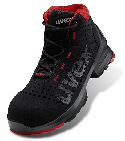Uvex Unisex Stivale Allacciato traforato Perforierter Schnürstiefel S1 SRC W11, Schwarz/Rot, 47 EU