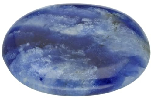 Edelstein Scheibenstein 3-5 cm + Edelsteinkarte | Handschmeichler Taschenstein Massagestein | Lebensquelle Plus (Sodalith, blau)